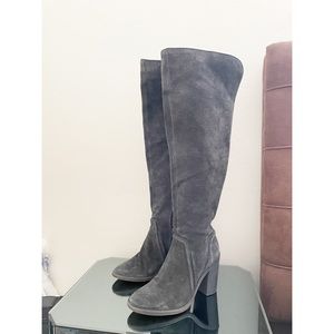 Vince Camuto Black Over the Knee Boots with Suede Finish